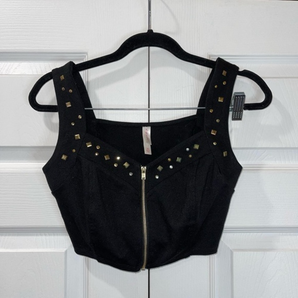 2/$25 Target Xhilaration Gold Studded Black Crop Top